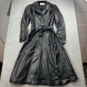 Cevy’s Black Leather Women’s Jacket Size 9/10 Made in Mexico Trench Long Trench
